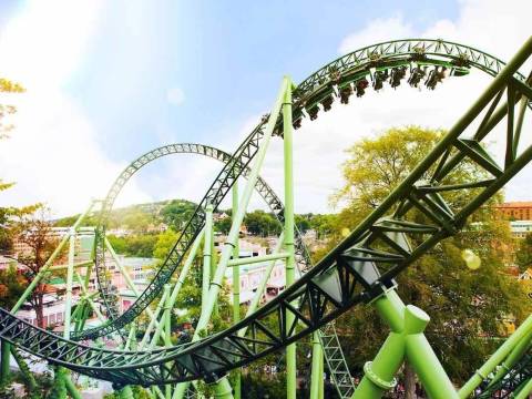 Riders Inverting on the Helix Roller Coaster — Liseberg in Gothenburg