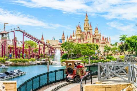 Far Far Away Castle Across the Lagoon — Universal Studios Singapore in Sentosa Island