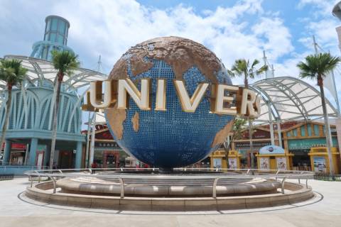 Universal Studios Globe at Entrance Plaza — Universal Studios Singapore in Sentosa Island