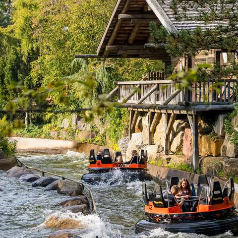 Riders Navigating the Rapids on Mountain Rafting — Heide Park Resort in Soltau, Lower Saxony