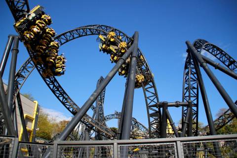 Riders Navigating Inversions on The Smiler — Alton Towers in Staffordshire, England