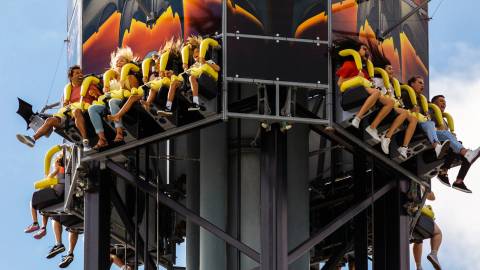 Riders Launching on Batwing Spaceshot — Warner Bros. Movie World in Oxenford, Queensland