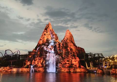 Mount Sibo Illuminated at Jurassic World Isla Nublar — Universal Studios Beijing in Beijing