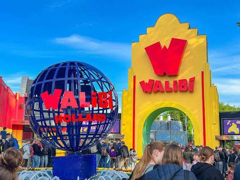 Iconic Entrance Globe and Gate at Walibi Holland