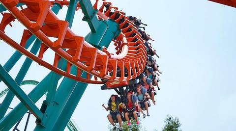 Riders Inverting on Condor Suspended Coaster — Walibi Holland in Biddinghuizen, Flevoland