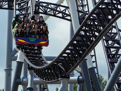 Riders Conquering Inversions on Takabisha Roller Coaster — Fuji-Q Highland in Fujiyoshida, Yamanashi
