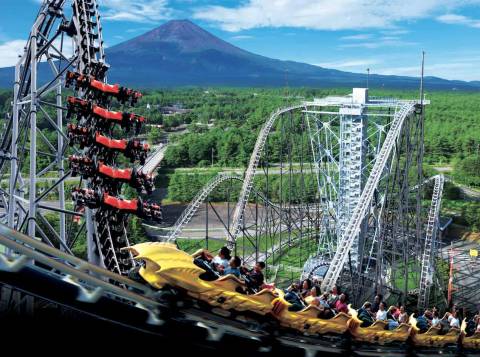Fujiyama Roller Coaster with Views of Mount Fuji — Fuji-Q Highland in Fujiyoshida, Yamanashi