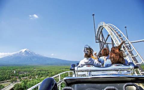 Riding the Fujiyama Coaster Overlooking Mount Fuji — Fuji-Q Highland in Fujiyoshida, Yamanashi