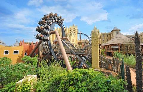 Black Mamba Inverted Coaster in Deep in Africa — Phantasialand in Brühl, North Rhine-Westphalia