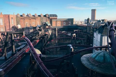 F.L.Y. Flying Coaster Weaving Through Rookburgh — Phantasialand in Brühl, North Rhine-Westphalia