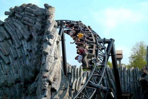Taron Launch Coaster Banking Through Klugheim — Phantasialand in Brühl, North Rhine-Westphalia