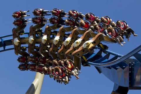 Riders Inverting on the Wild Eagle Wing Coaster — Dollywood in Pigeon Forge