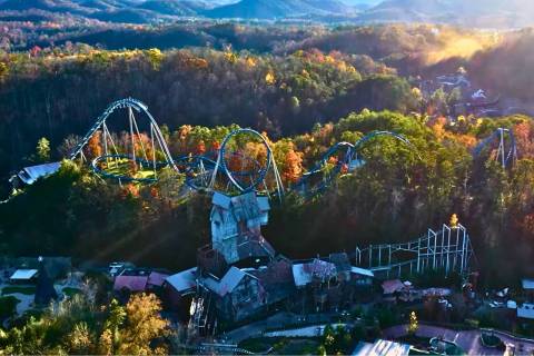 Aerial View of Wild Eagle Roller Coaster — Dollywood in Pigeon Forge
