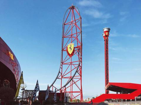Red Force Vertical Accelerator at Ferrari Land — PortAventura Park in Salou, Catalonia