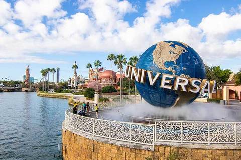 Iconic Universal Globe at the Park Entrance — Universal Studios Florida in Orlando, Florida