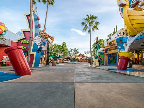 Colorful Comic Strip Lane in Toon Lagoon — Universal Islands of Adventure in Orlando, Florida
