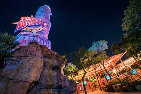 Pharos Lighthouse at the Islands of Adventure Entrance — Universal Islands of Adventure in Orlando, Florida
