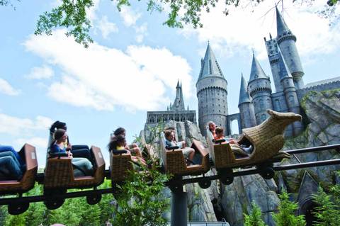 Flight of the Hippogriff Coaster by Hogwarts Castle — Universal Islands of Adventure in Orlando, Florida