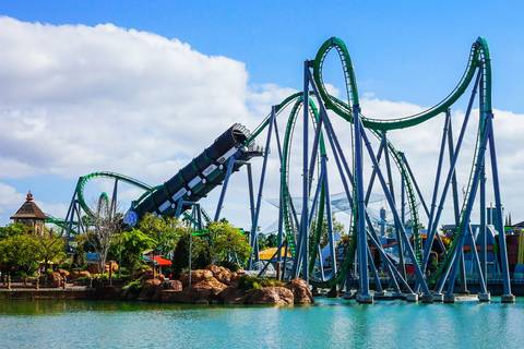 The Incredible Hulk Coaster Across the Lagoon — Universal Islands of Adventure in Orlando, Florida