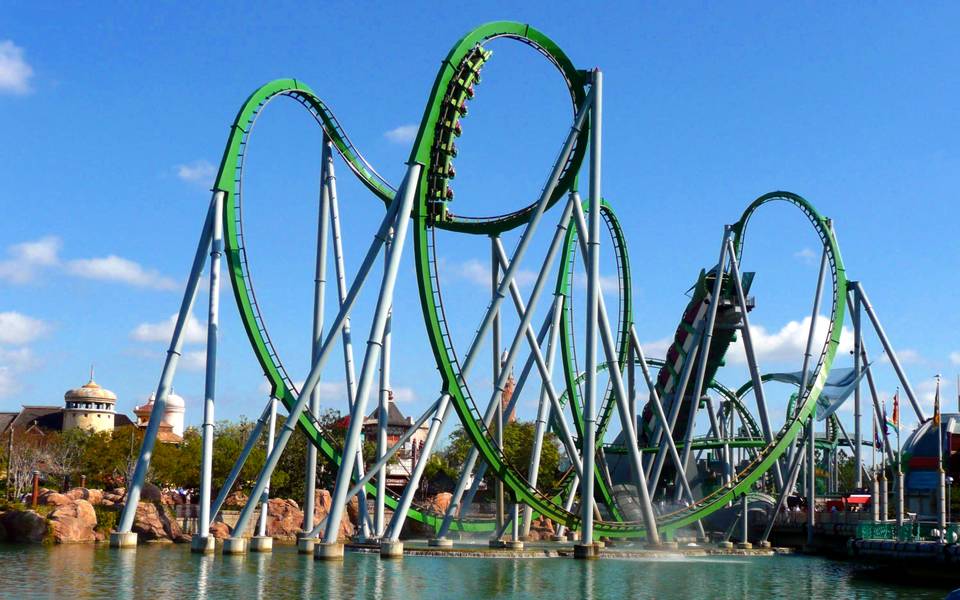 The Incredible Hulk Coaster roller coaster at Universal Islands of Adventure