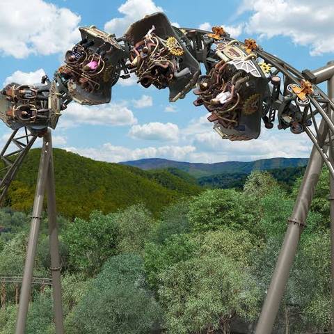 Time Traveler Spinning Coaster Inversion — Silver Dollar City in Branson, Missouri
