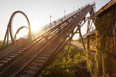 WildFire Roller Coaster at Golden Hour — Silver Dollar City in Branson, Missouri