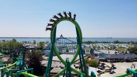 Inversion on Raptor Overlooking Lake Erie — Cedar Point in Sandusky, Ohio