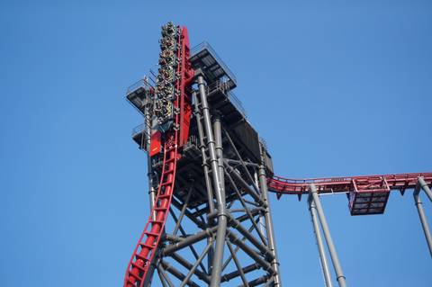 Thrill Seekers on a Vertical Drop Coaster — Cedar Point in Sandusky, Ohio
