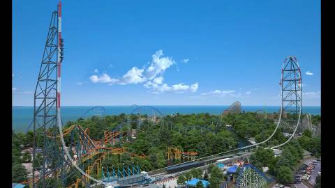 Skyline Overview of Top Thrill 2 — Cedar Point in Sandusky, Ohio