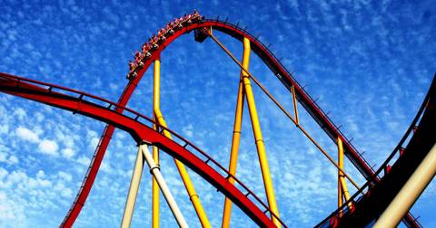 Diamondback Roller Coaster Cresting the Lift Hill — Kings Island in Mason, Ohio