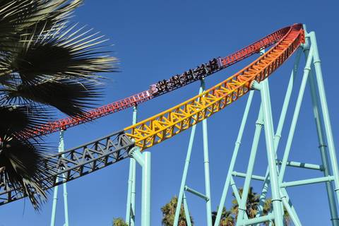 Riders Cresting the Top Hat on Xcelerator — Knott's Berry Farm in Buena Park, California