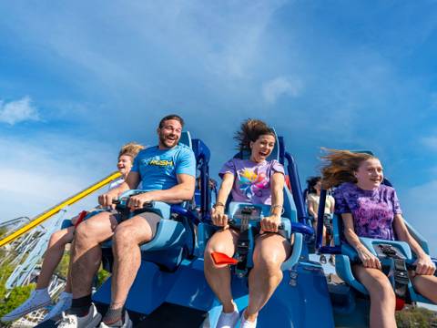 Riders Catching Air on Skyrush Roller Coaster — Hersheypark in Hershey, Pennsylvania