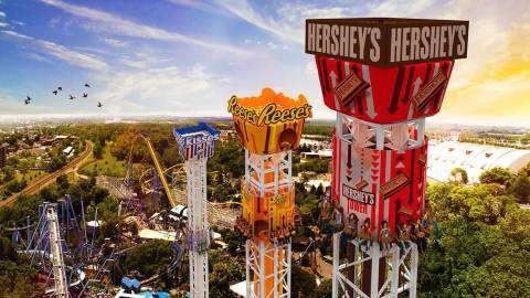 Hershey's Triple Tower Drop Rides — Hersheypark in Hershey, Pennsylvania