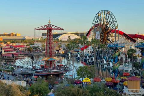 Panoramic View of Pixar Pier and Paradise Bay — Disney California Adventure in Anaheim, California