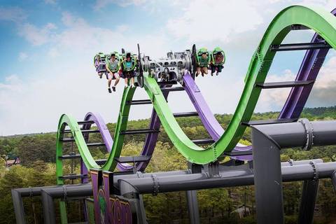 Riders Flipping on The Joker Roller Coaster