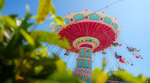 Riders Soaring High on the Classic Wave Swinger — Six Flags Great Adventure in Jackson
