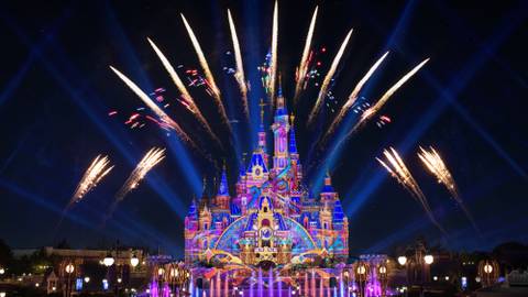 Fireworks Over Enchanted Storybook Castle — Shanghai Disneyland in Shanghai