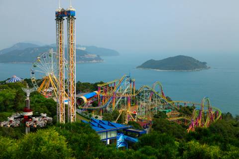 Summit Thrill Rides Overlooking the South China Sea — Ocean Park Hong Kong in Aberdeen, Hong Kong